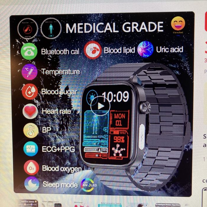 Smart Watch ET- 482.  Aplicações p/controlo de saúde. Excelente!