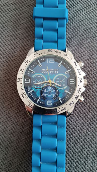 Zegarek Atlas For Men 45 mm niebieski sprawny silikonowy pasek
