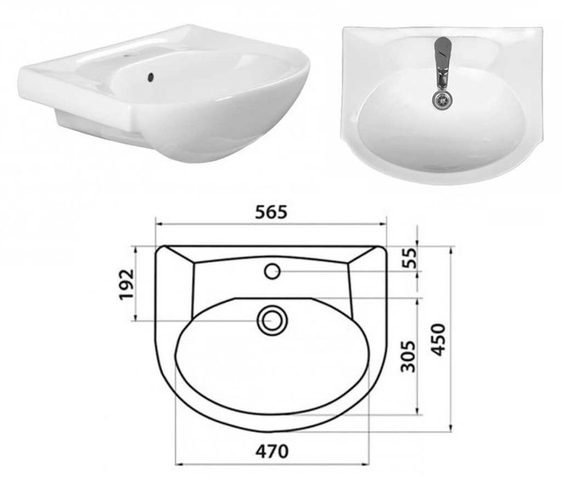 Новый комплект: ГЛУБОКАЯ раковина и тумба в ванну. Ширина 56 см.