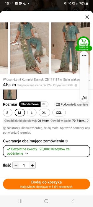 Komplet damski rozm M