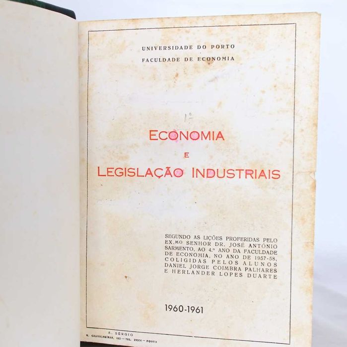 Conjunto de dois Livros de Economia e Leg. Industrial da FEP, 1960-61