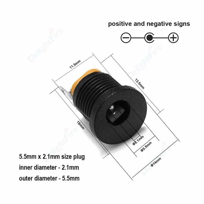 conector macho e fêmea de energia DC 12V/24V
