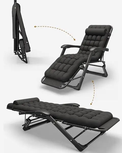 Розкладне крісло шезлонг садовий із подушкою WCG FCB-S06PP
