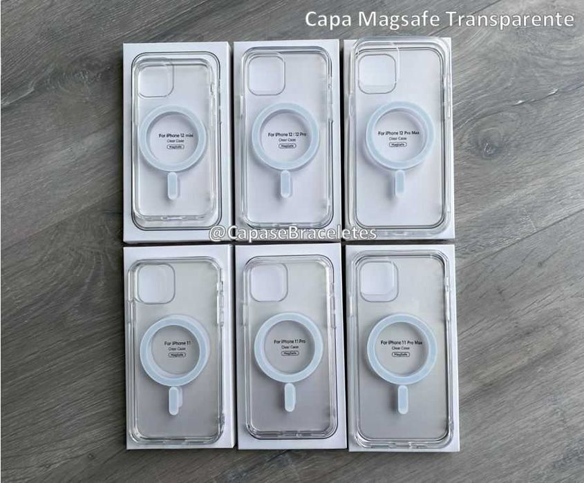 Capa transparente com MagSafe para iPhone Series 14, 13 e 12