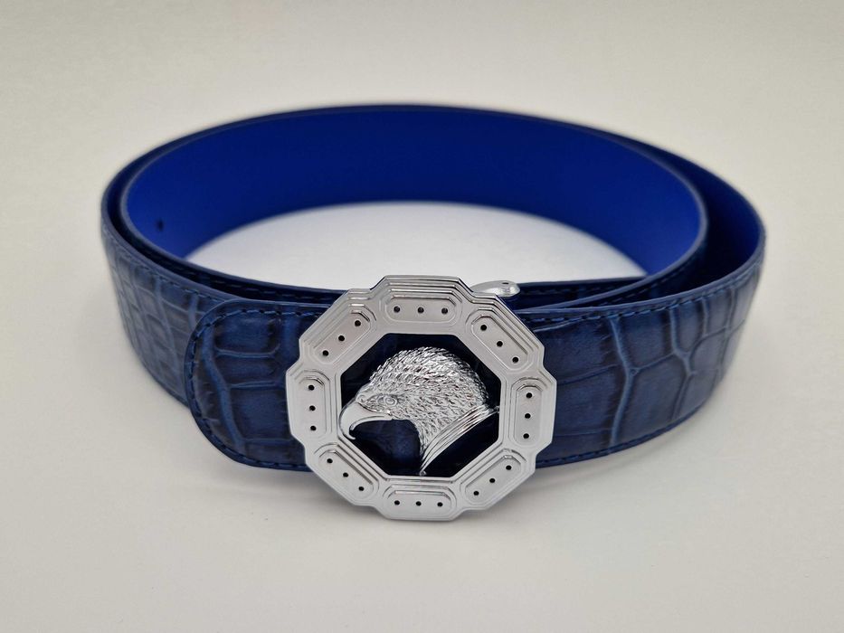 чоловічий синій ремінь Stefano Ricci. мужской синий ремень SR