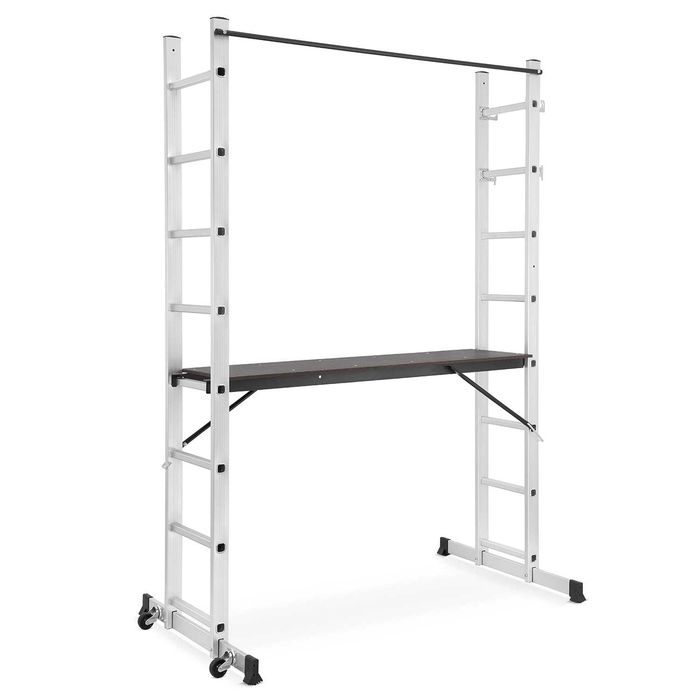 Rusztowanie aluminiowe drabinowe podest roboczy aluminiowy HIGHER 2x8 drabina 3w1 drabino-rusztowanie pomost