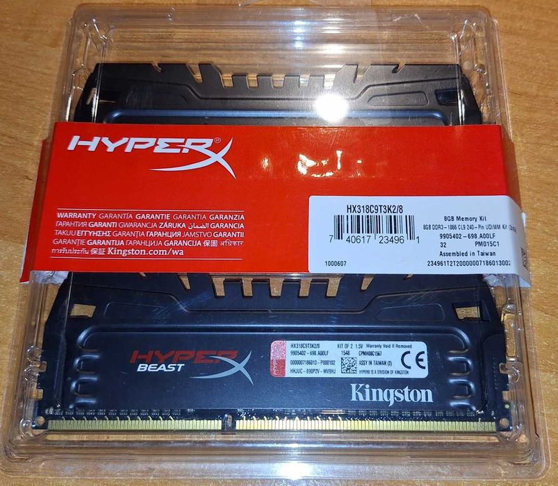8GB (2x4GB) DDR3 1866MHz CL9 Kingston HX318C9T3K2/8 Kingston 2dualchanel HyperX beast
