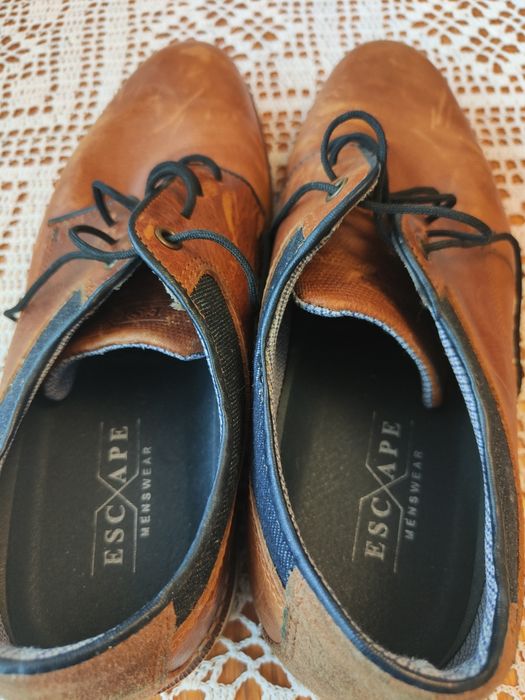 Buty męskie półbuty pantofle skóra naturalna brązowe