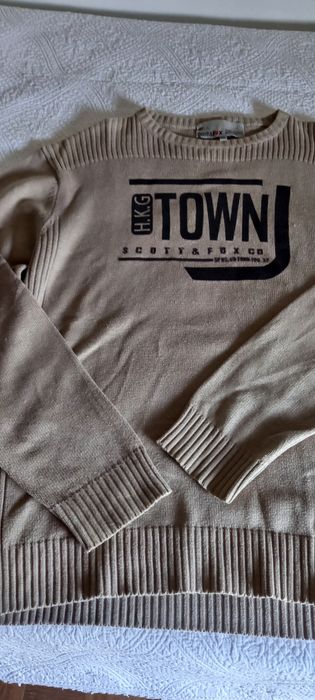 Camisola XXL. Beije com letras. Rapaz. 50% algodão, 50% acrílico