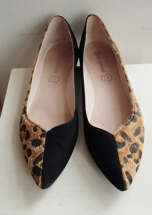 Sapatos  pele Café do Brasil padrão tigresa e preto