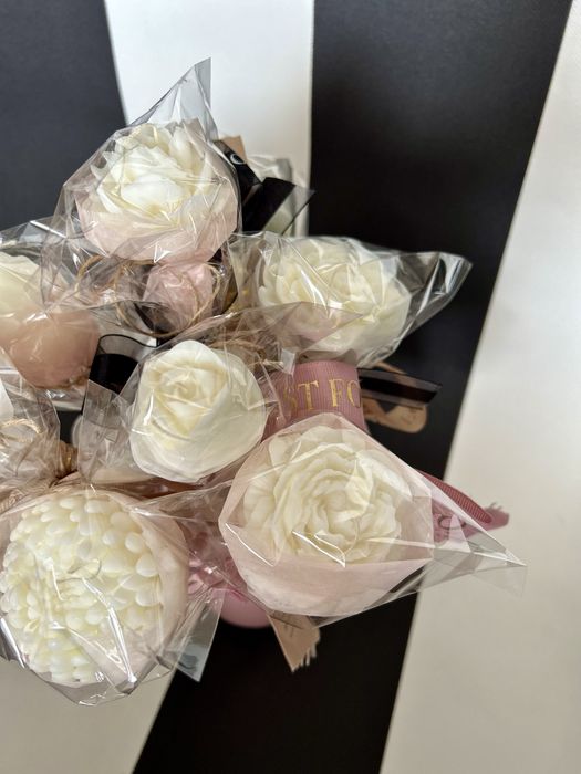 Prezent dzień kobiet, podziękowanie– świeczka kwiat, prezent handmade