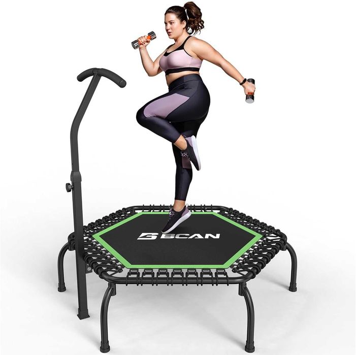 Trampolina Fitness Do Ćwiczeń 102/122 cm 250 kg Uchwyt Regulowany Cicha