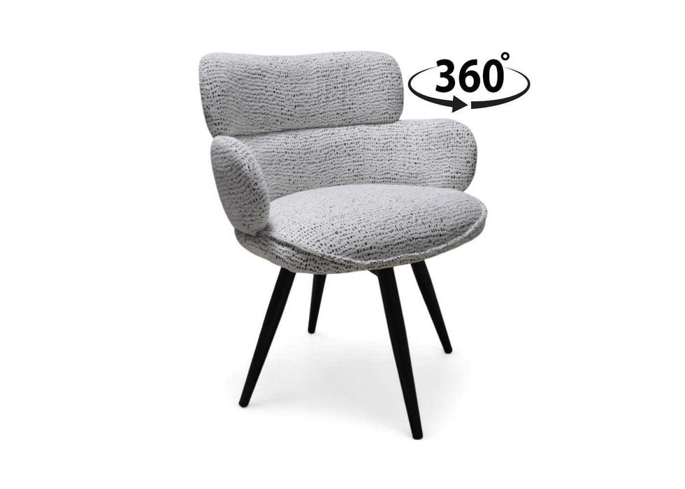 Fotel 360 biało czarny nogi metalowe czarne