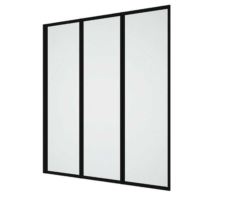 Painel de banheira dobrável em metal preto mate - 120 x 140 cm