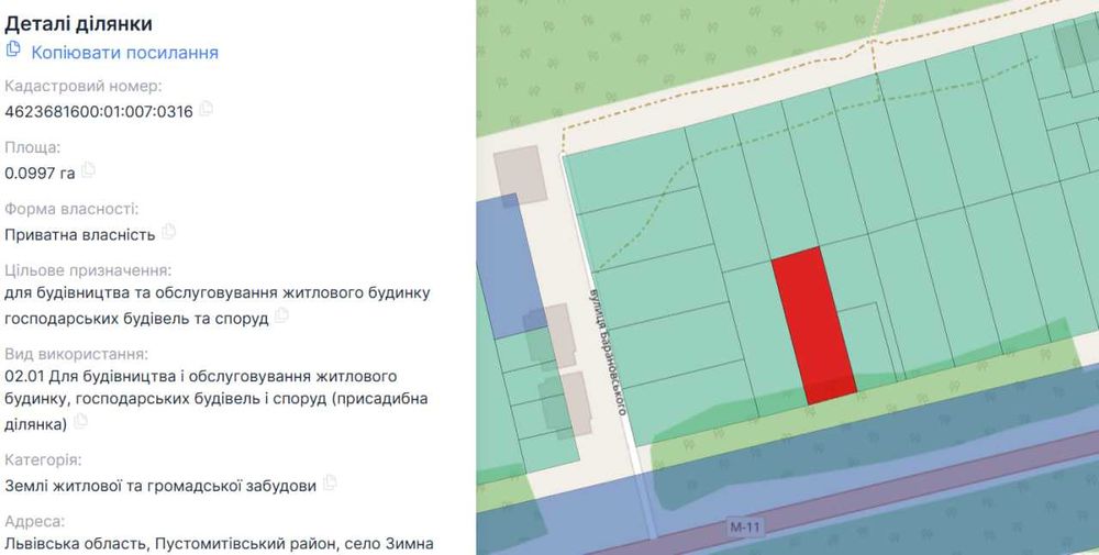 Продаж фасадної ділянки під забудову 10 сот біля Львова с. Зимна Вода