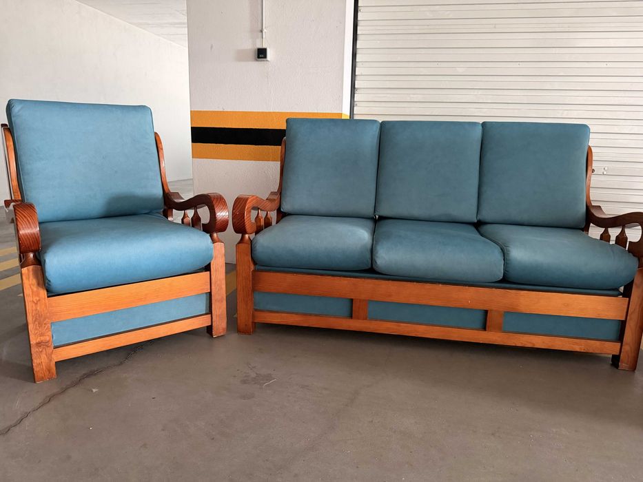 Conjunto de 3 sofá (2x individuais + 1x de 3 lugares com cama)