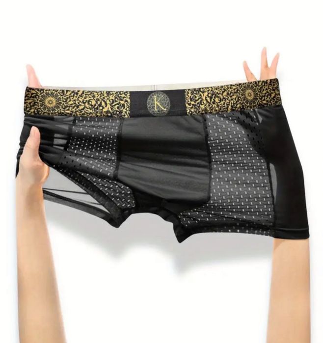 Para męskich czarnych złotych lekkich luksusowych bokserów