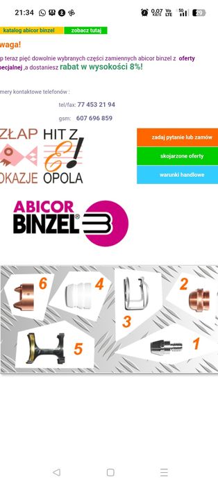 Uchwyt plazmowy Binzel 121 s o mocy 100 A