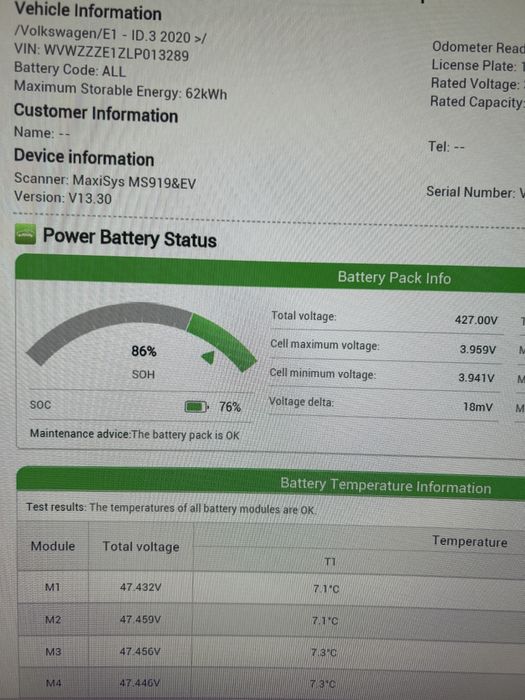 Bateria Vw id.3 62 kwh i Cupra