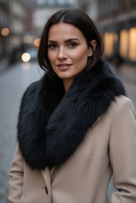 Gola de pele sintética preta