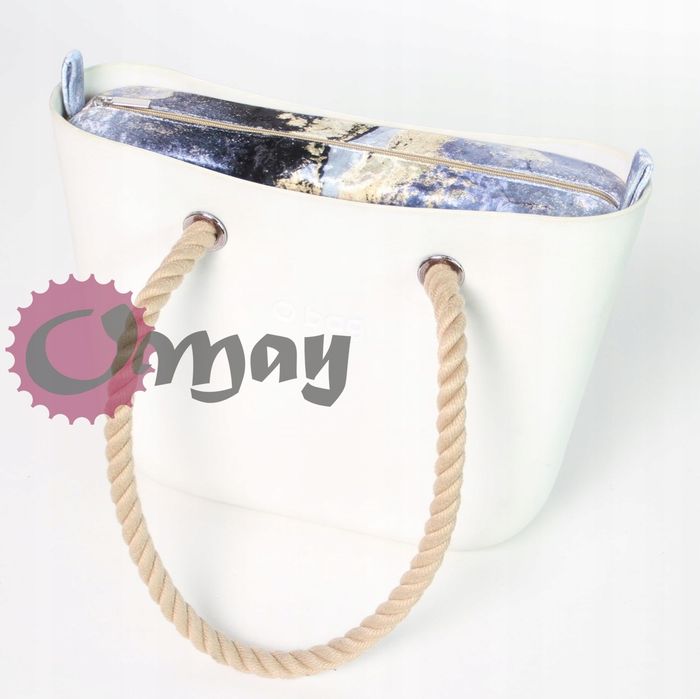 organizer do OBAG BAG MINI welur niebieski beż 2 kieszenie wkład OMAY
