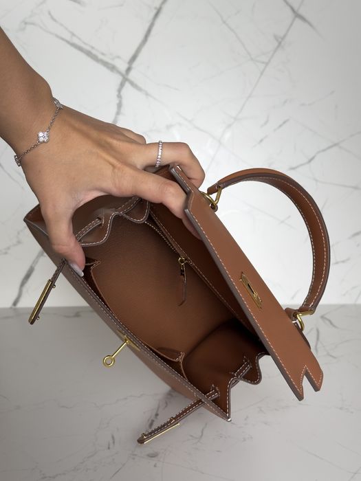 Сумка Hermes Kelly 25 epsom gold, Ермес Келлі коричнева, Эрмес Келли