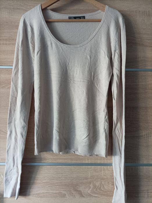 Beżowy, kremowy sweter, Zara, L