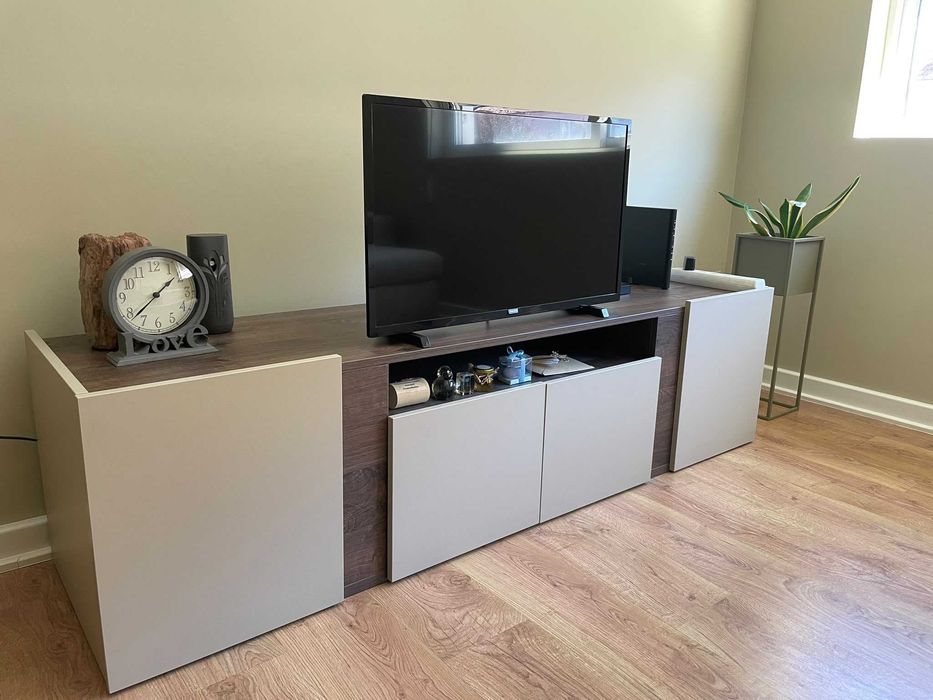 Conjunto Completo de Sala | Sofá-Cama + Mesa + 4 Cadeiras + Móvel TV
