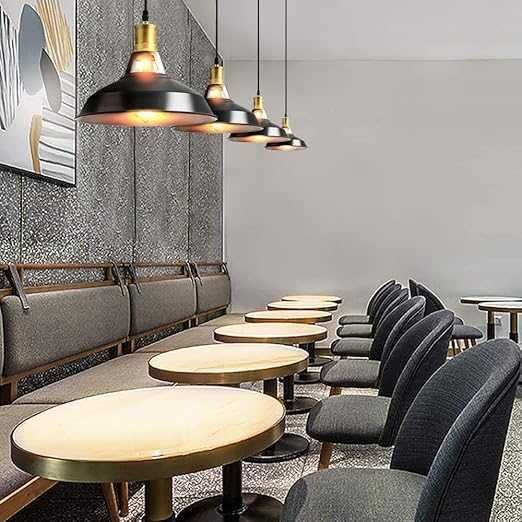 Czarna lampa wisząca Lightess, metalowa, styl retro, średnica 27 cm