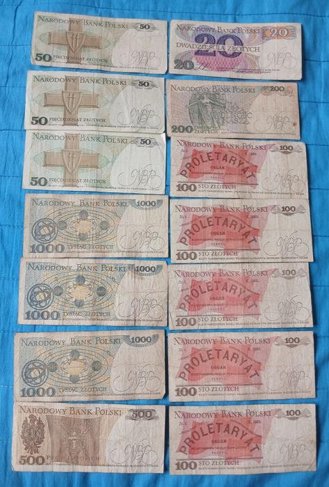 Stare polskie banknoty PRL 20,50,100,200,500,1000 zł Kopernik 1982 r