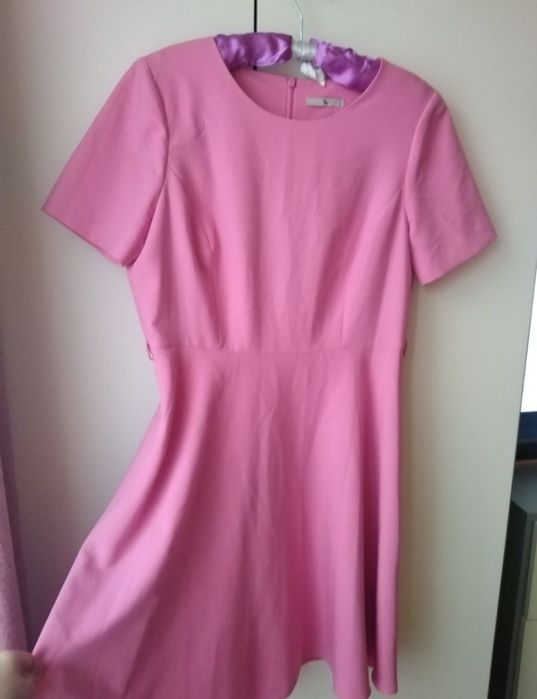 Różowa sukienka Tu 12 midi komunia wesele ślub elegancka