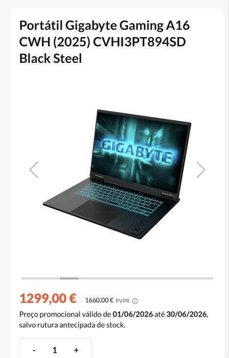 Gigabyte A16 Gaming Laptop – RTX 5060, 32GB RAM, Excellent Co