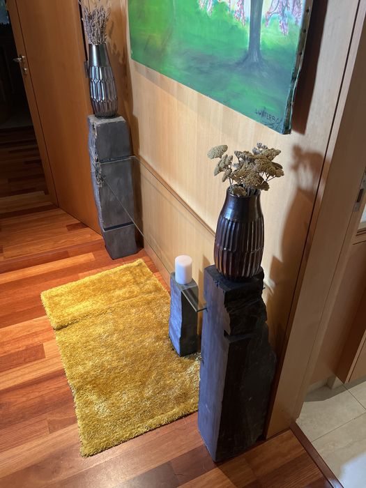 Mesa com  2 pedras em ardosia  e viddro