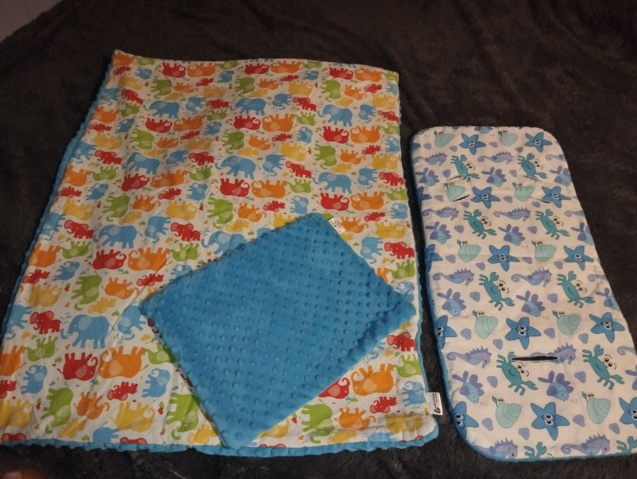 Kołderka minki+podusia+wkład do wózka