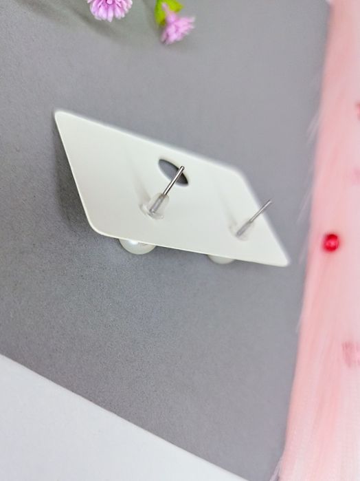 Nowe - Kolczyki Kulki Stal Szlachetna Białe Lekkie i Elegancki