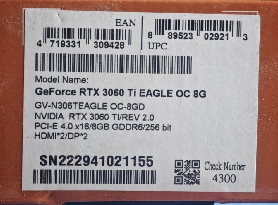 Karta graficzna Gigabyte GeForce RTX 3060 Ti Eagle OC 8GB GDDR6