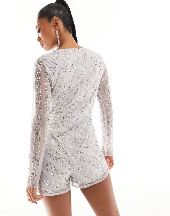 Kombinezon Starlet nowy Cekinami szary 42 XL