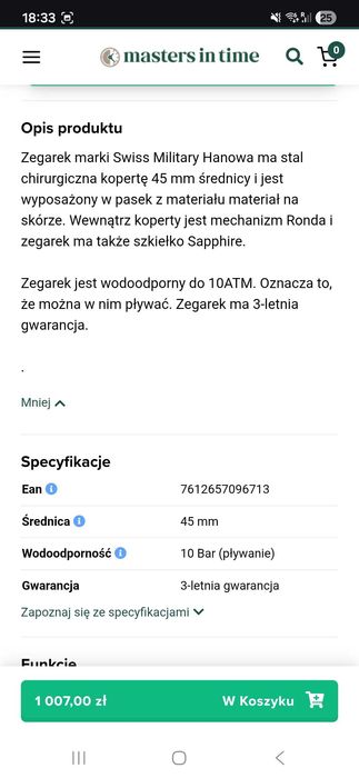 Zegarek Swiss Military Hanowa