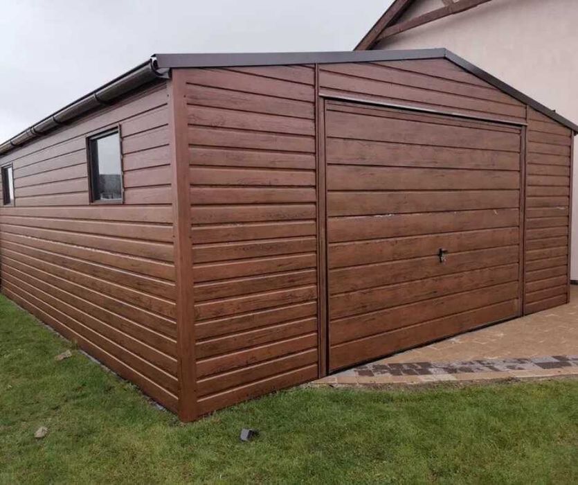 Garaż blaszany 5x6 drewnopodobny jednostanowiskowy