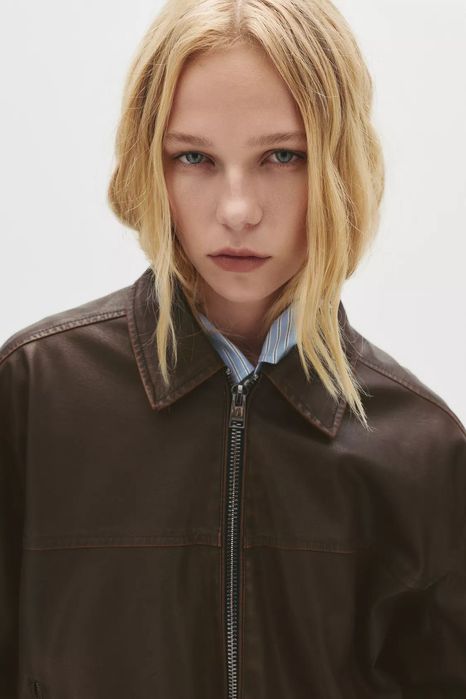 Куртка-бомбер зі штучної шкіри вільного крою l xl