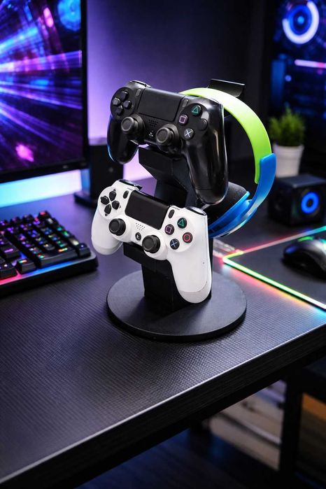 Podwójny stojak na pady i słuchawki Playstation PS PC Xbox