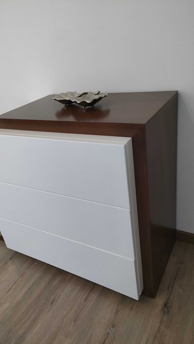 Móvel arrumação, cómoda, lacado branco, nogueira
