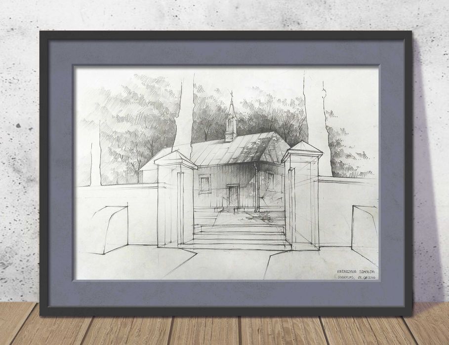 Obraz Rysunek odręczny 35 x 50 - ołówek - architektura Pruszków • OLX.pl