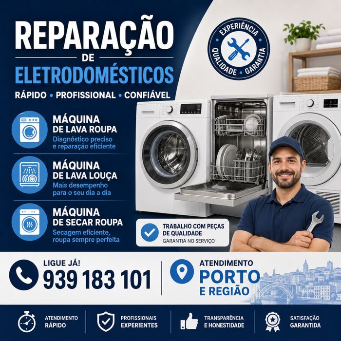 Reparaçao de Maquina de Lava Roupa Atendimento no Porto e Regiao