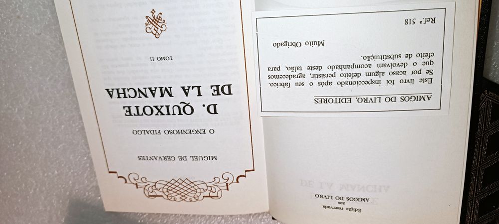 Magnífica edição 3 livros D. Quixote De La Mancha
