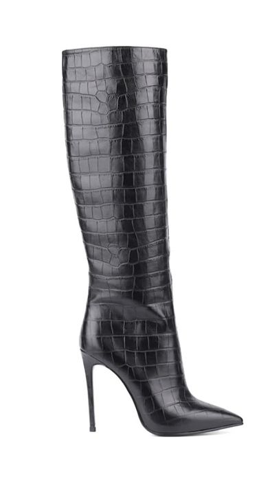 Сапоги женские, чёрные, кожаные