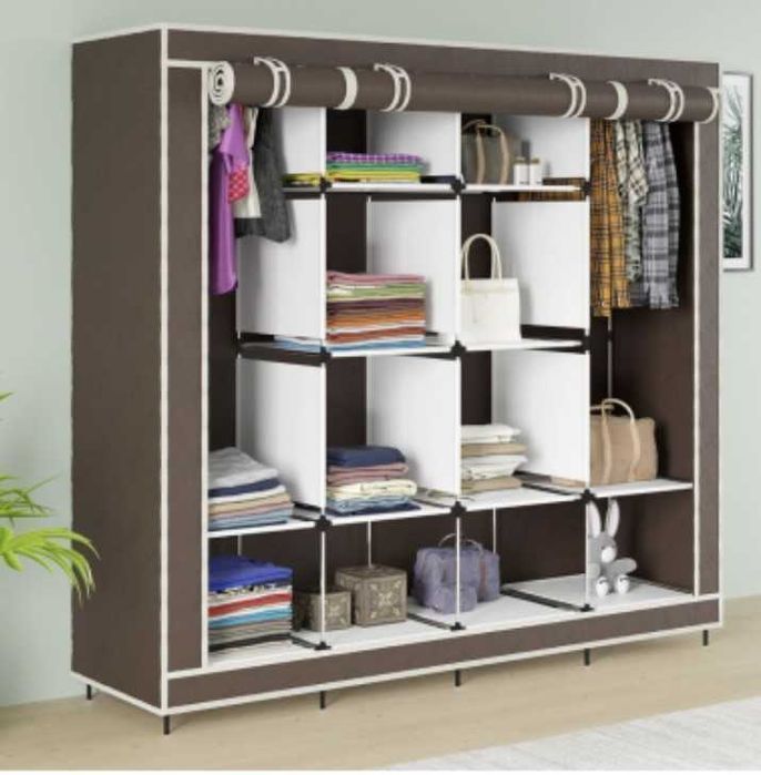 Новый разборной тканевый шкаф 4 секции серый органайзер для одежды