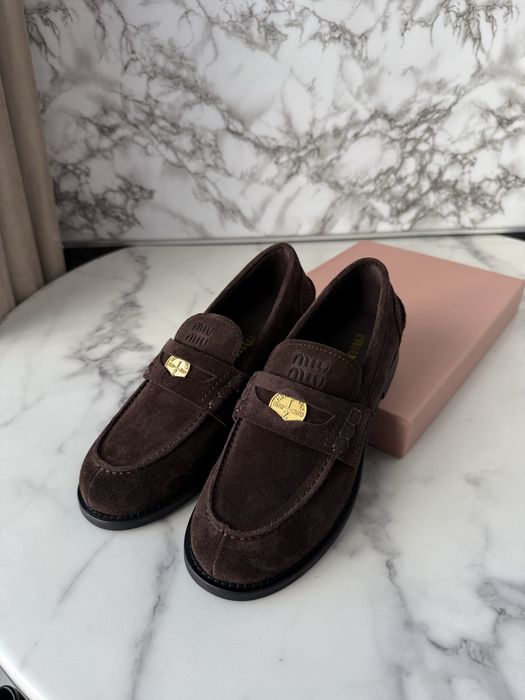 Mokasyny Miu Miu Brown Suede
