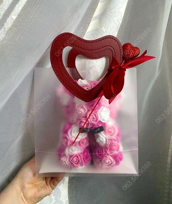 Медведик з троянд, мишка из роз,подарунок на 8 березня, свято весни