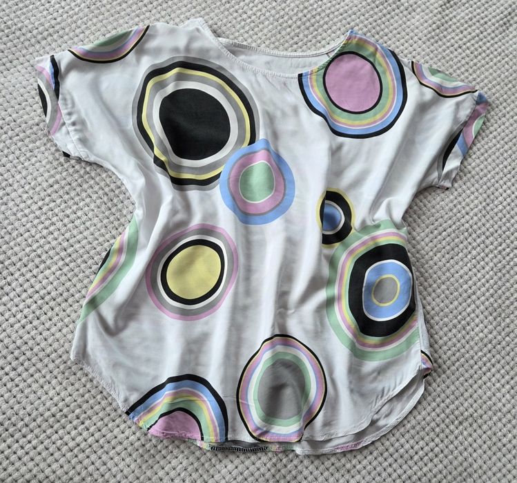T-shirt tunika damska na krótki rękaw print geometryczne koła rozmiar plus size uniwersalny